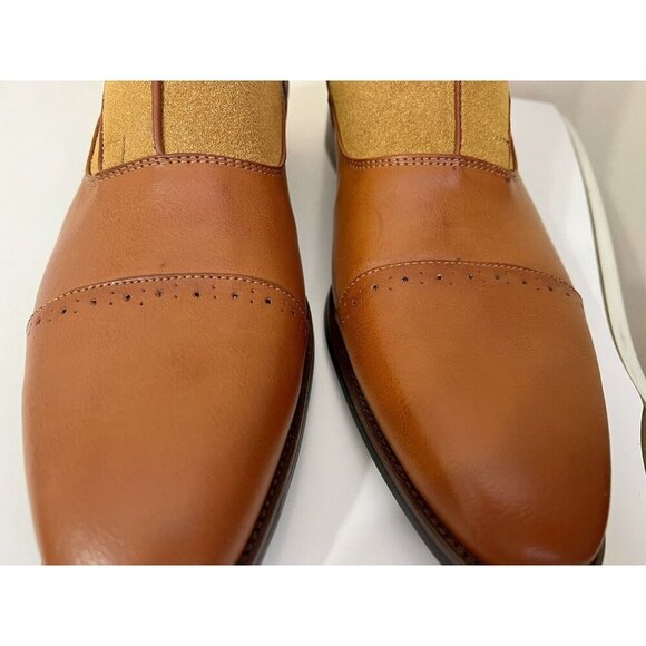 Mens 12 Two Tone Leather Button Boots 1920s Style zip Leather Suede Natbee - Picture 4 of 16